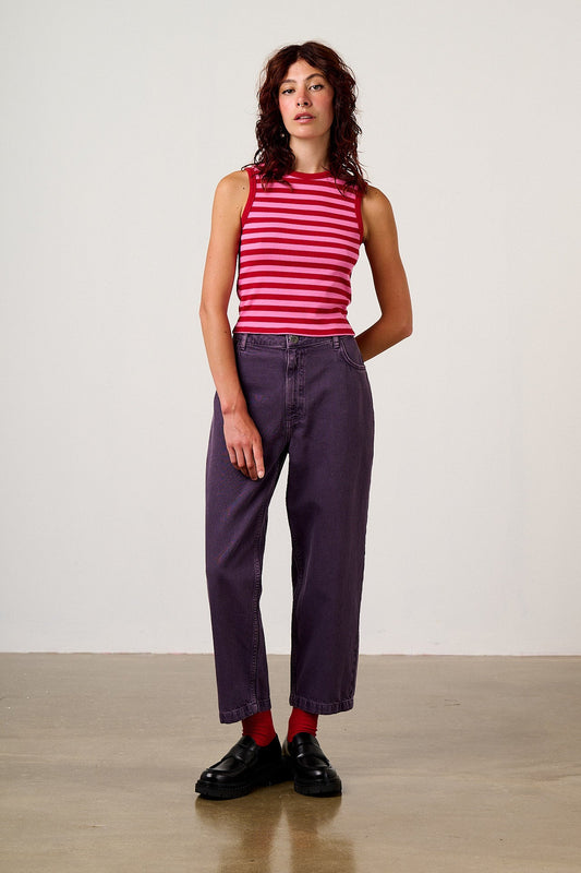 Drew - Straight Leg Denim Jeans in Purple Wash