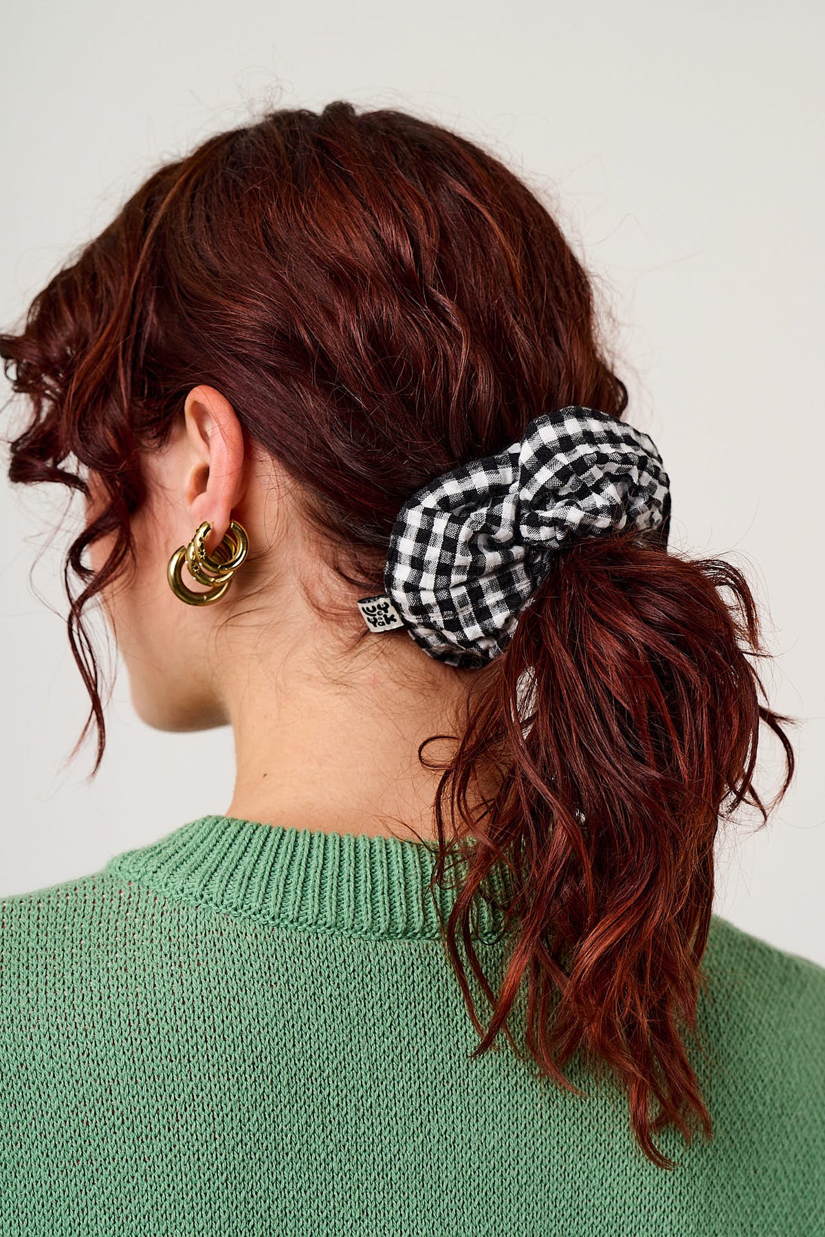 Mimmi Scrunchie - Organic Cotton in Black and White Check