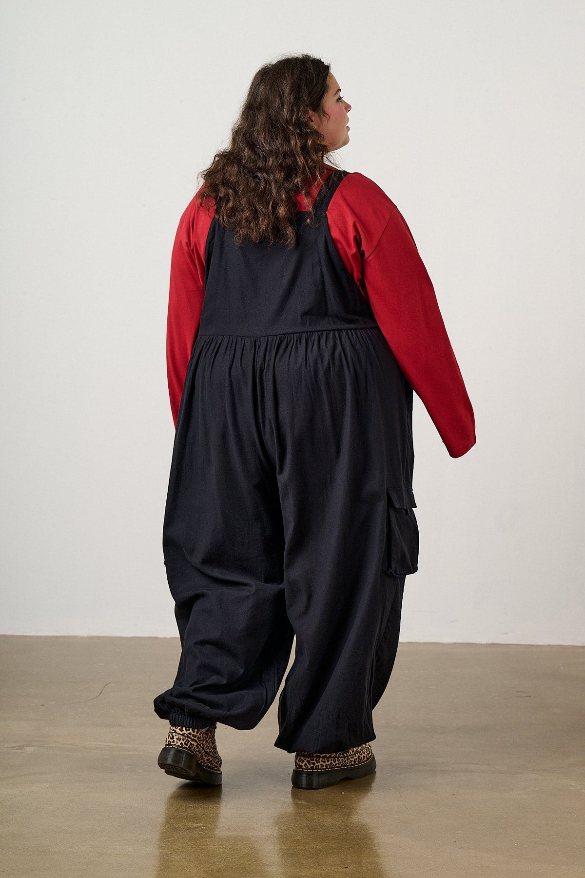 Miyada Cuffed Leg Overalls - Organic Brushed Cotton in Black