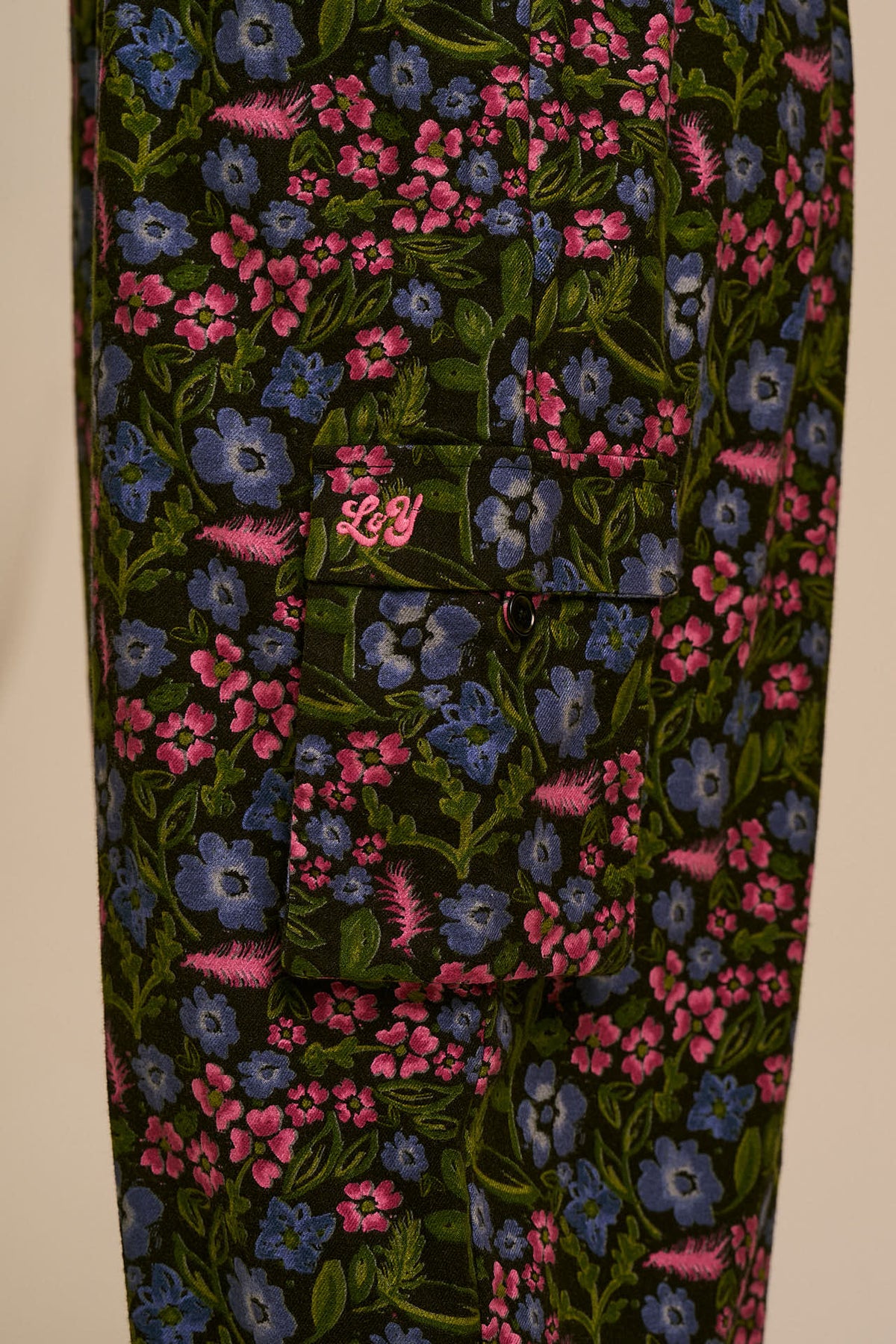 Miyada Cuffed Leg Overalls - Organic Brushed Cotton in Ditsy Grunge Floral