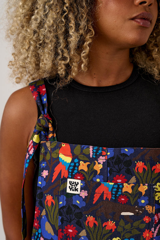 Original - Cotton Dungarees in Animals and Flowers Print