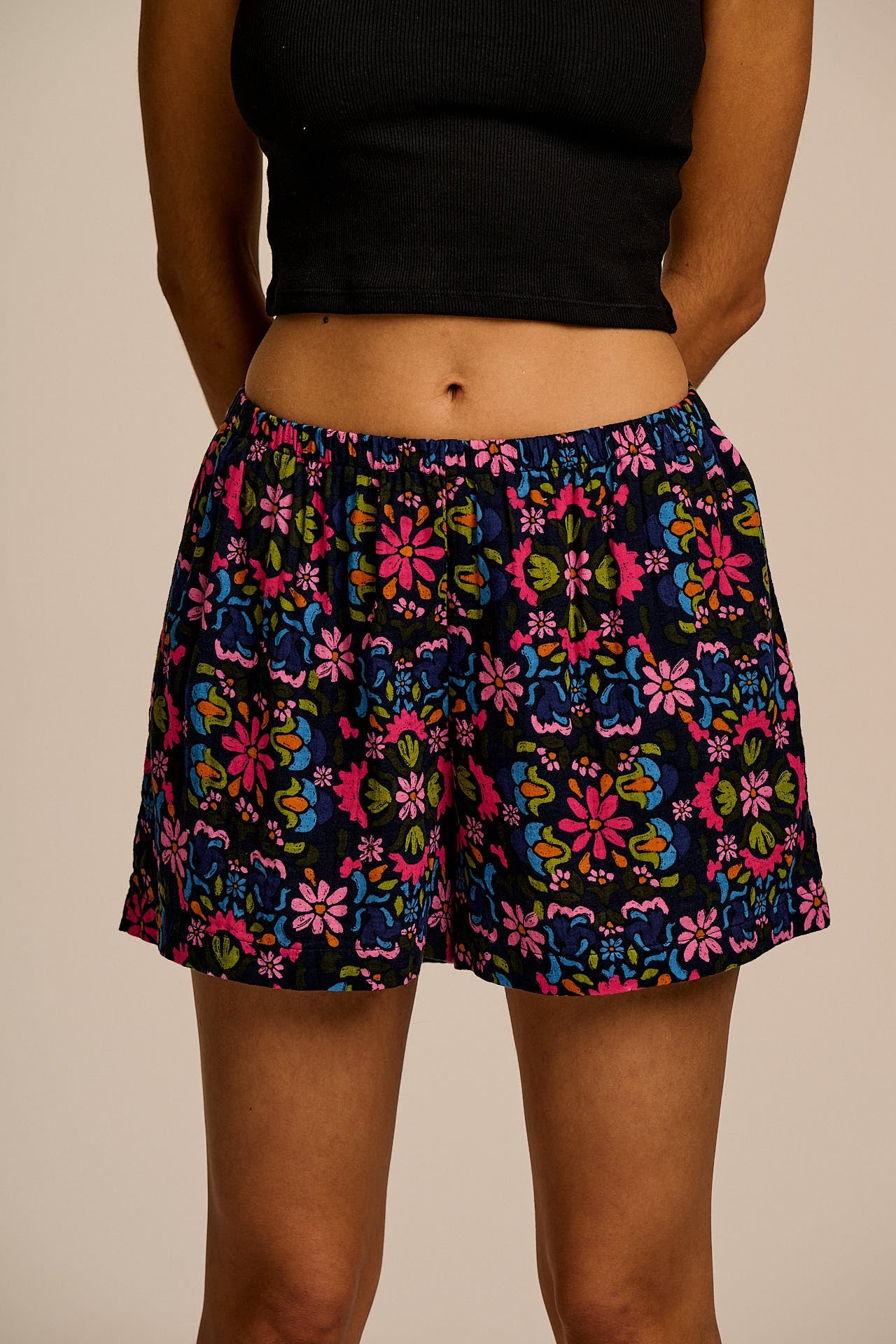 Popan - Cotton Shorts in Artisan Blue Floral