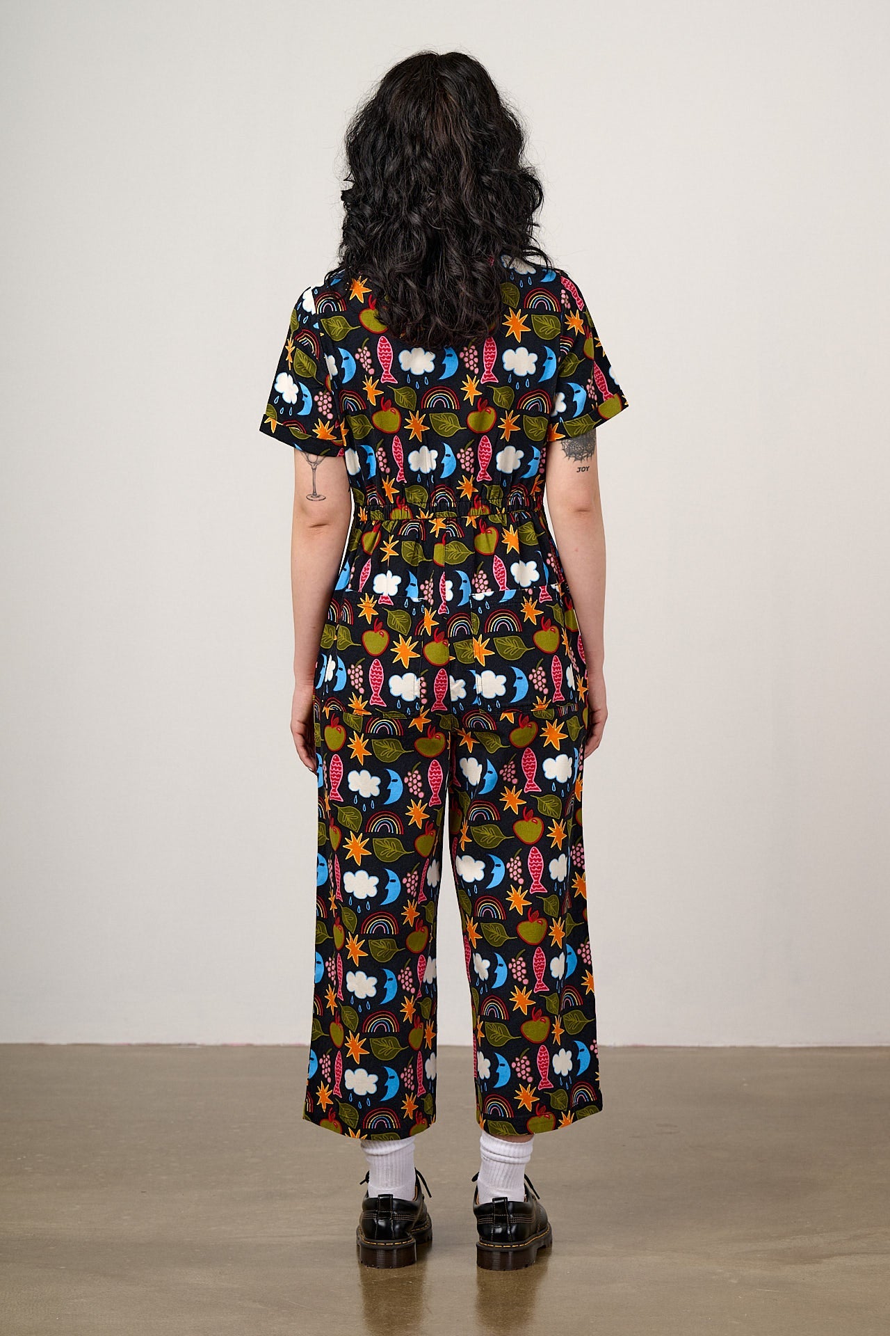 Ragan - Cotton Jumpsuit in Naive Shapes Print