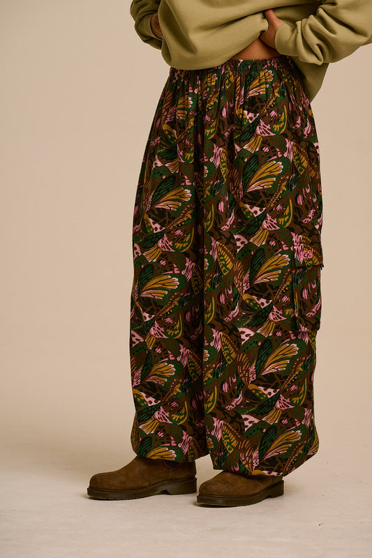 Rumi - Brushed Cotton Ballon Trousers in Botanist Butterfly