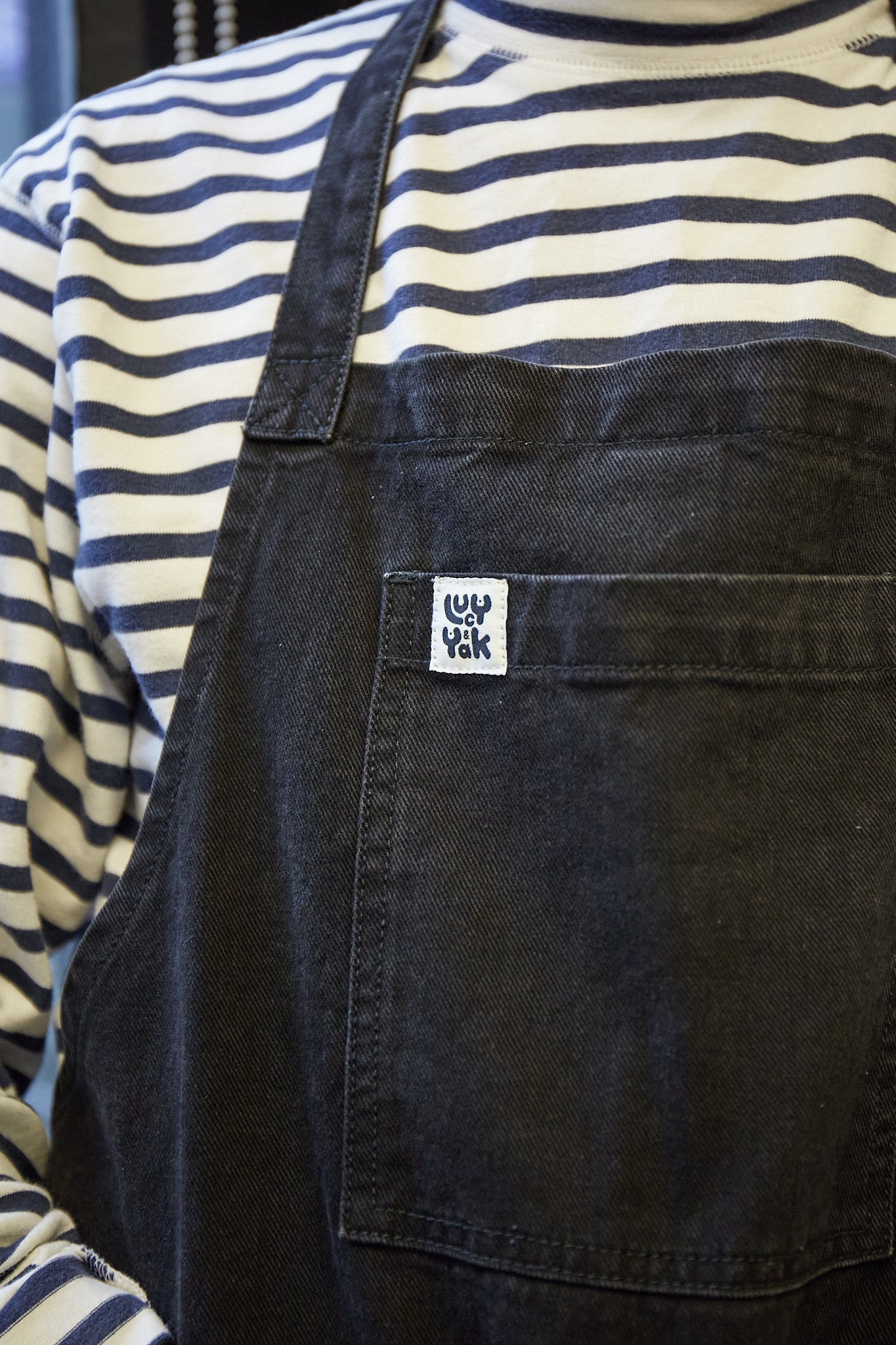Ada - Heavyweight Denim Apron in Washed Black