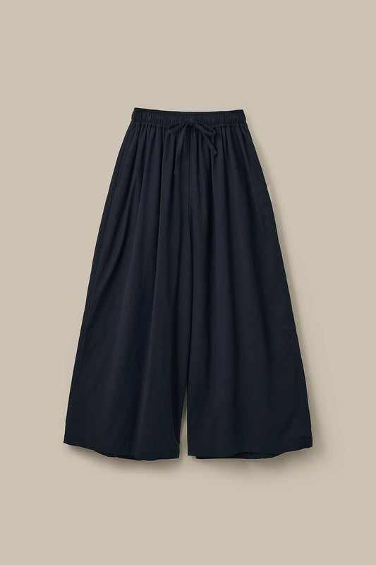 Aster - Cotton & Linen Trousers in Black