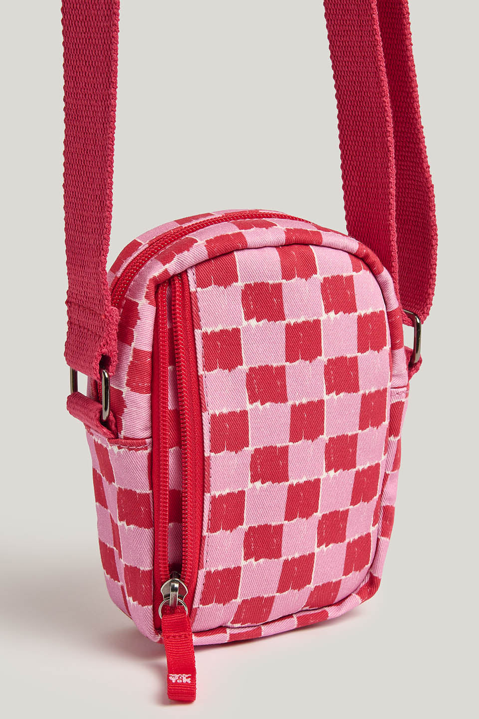 Brady - Cotton Crossbody Bag in Pink & Red Check