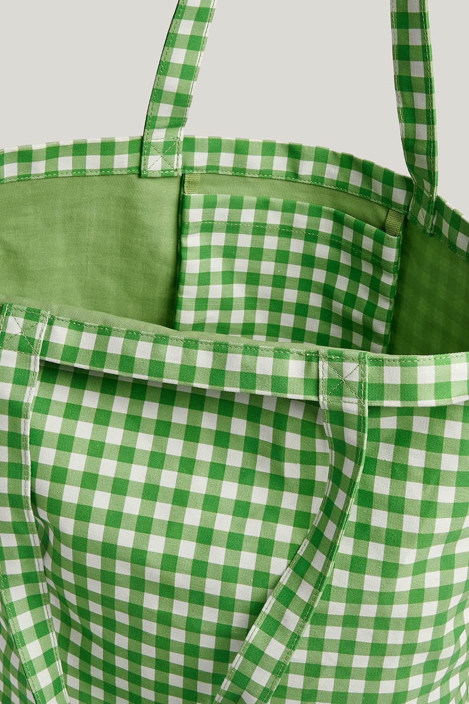 Catalina - Cotton Tote in Green & White Gingham
