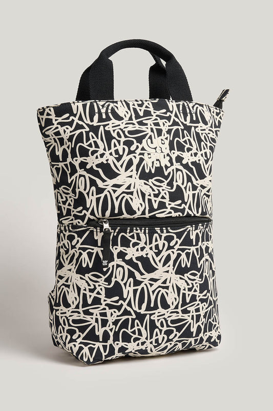 Dylan - Cotton Backpack in Black & White Graffiti Print