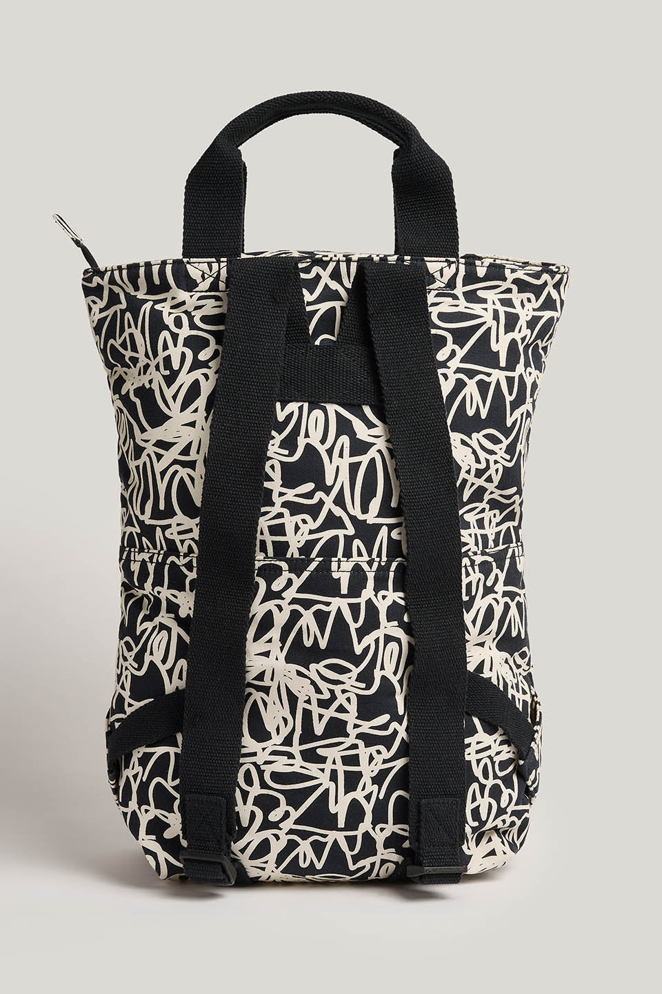 Dylan - Cotton Backpack in Black & White Graffiti Print