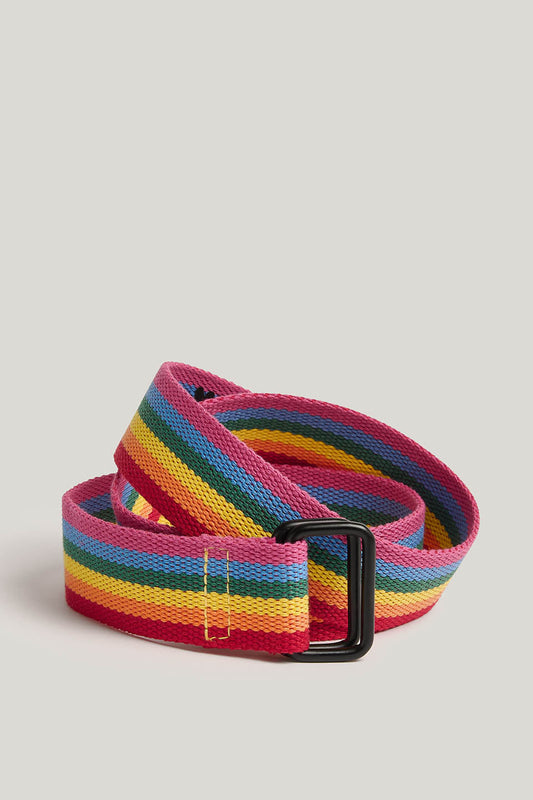 Flynn - D-Ring Cotton Webbing Belt in Vibrant Rainbow