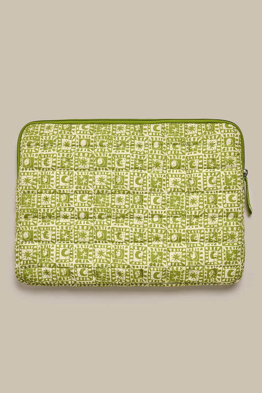 Emelien - 13" Laptop Case in Green Celestial Checkerboard