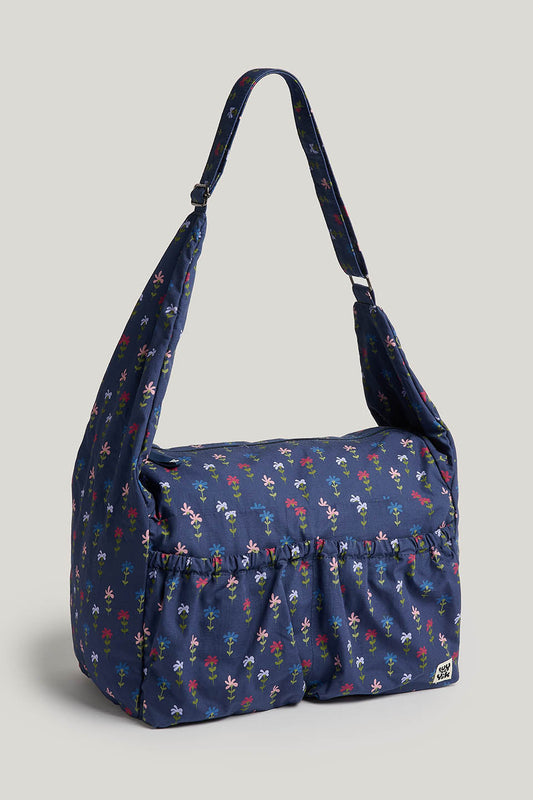 Liza - Crossbody Bag in Navy Tulips