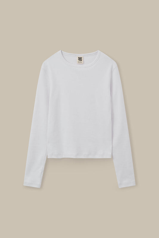 Grayson - Long Sleeve Cotton Jersey Top in White