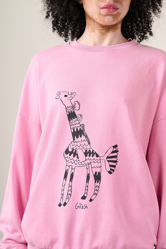 L.E Sutton - Cotton Jersey Oversized Sweatshirt in Arthouse & Yak: Girash Print