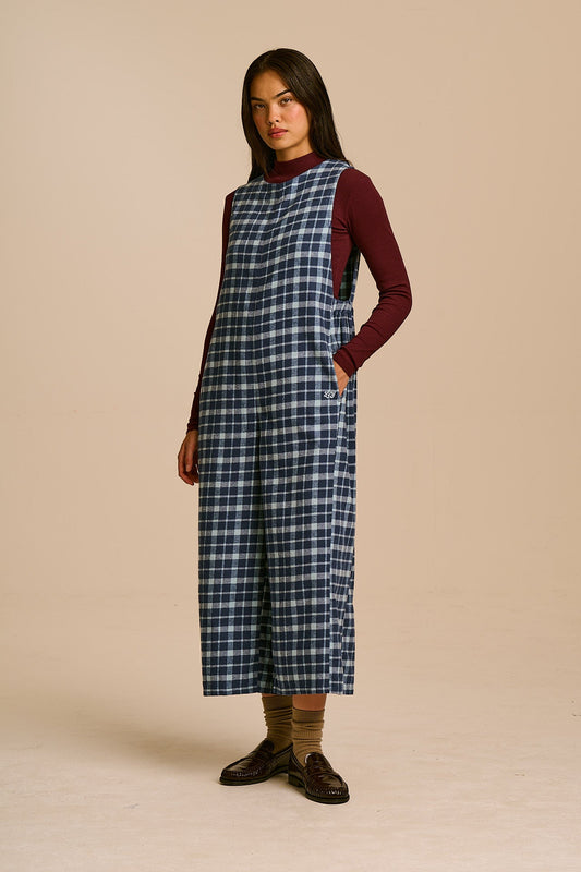 Tilda Wide Leg Jumpsuit - Organic Brushed Cotton in Ahoy Check