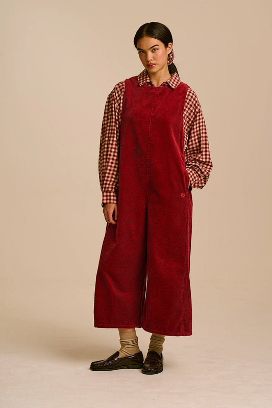 Tilda - Organic Corduroy Jumpsuit in Pomegranate