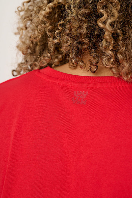 Zayla - Cotton Cropped Boxy T-Shirt in True Red