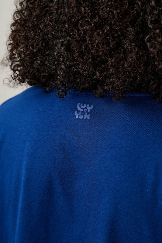 Zayla - Cotton Cropped Boxy T-Shirt in Navy