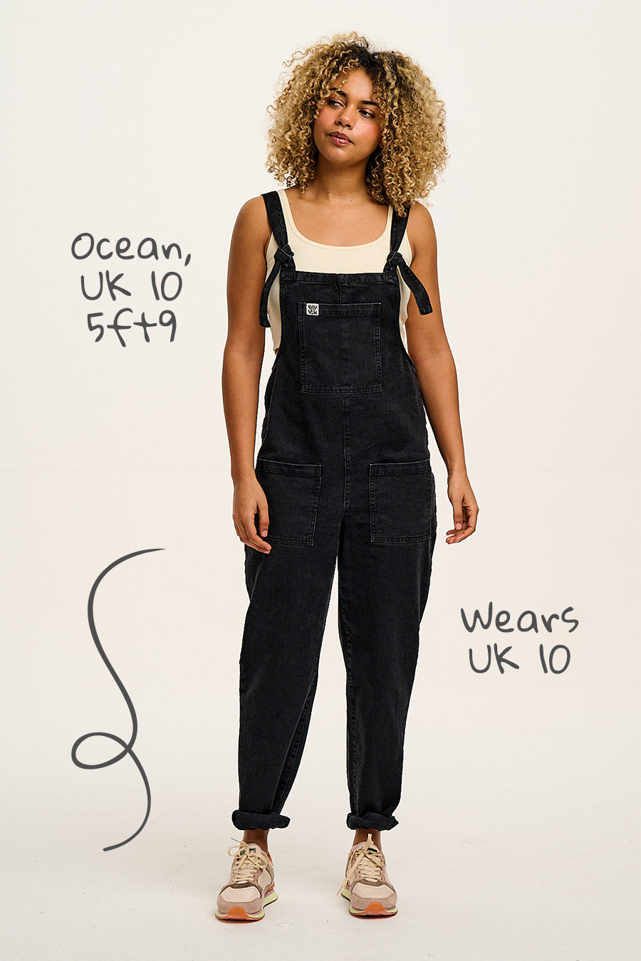 Original - Denim Dungarees in Washed Black