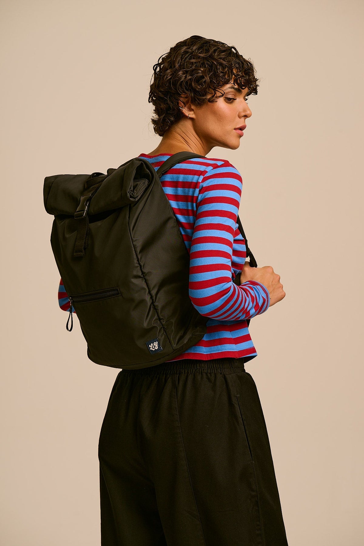 Jenson - Roll Top Backpack in Black