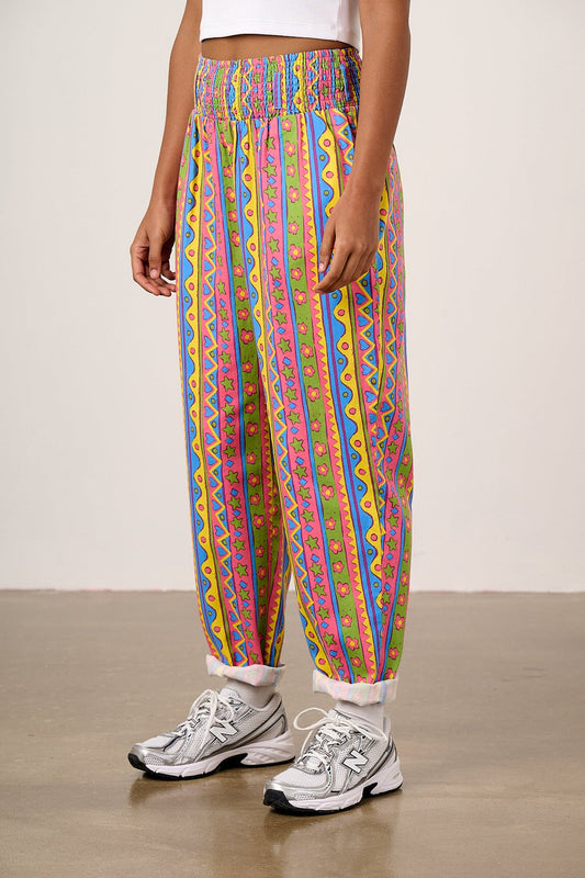 Alexa - Cotton Trousers in Groovy Stripe