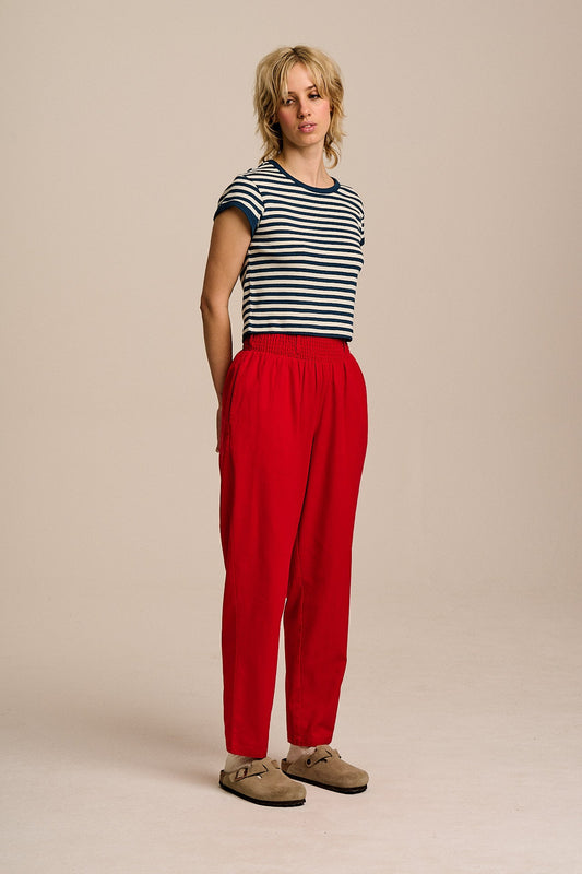 Alexa - Cotton Trousers in True Red