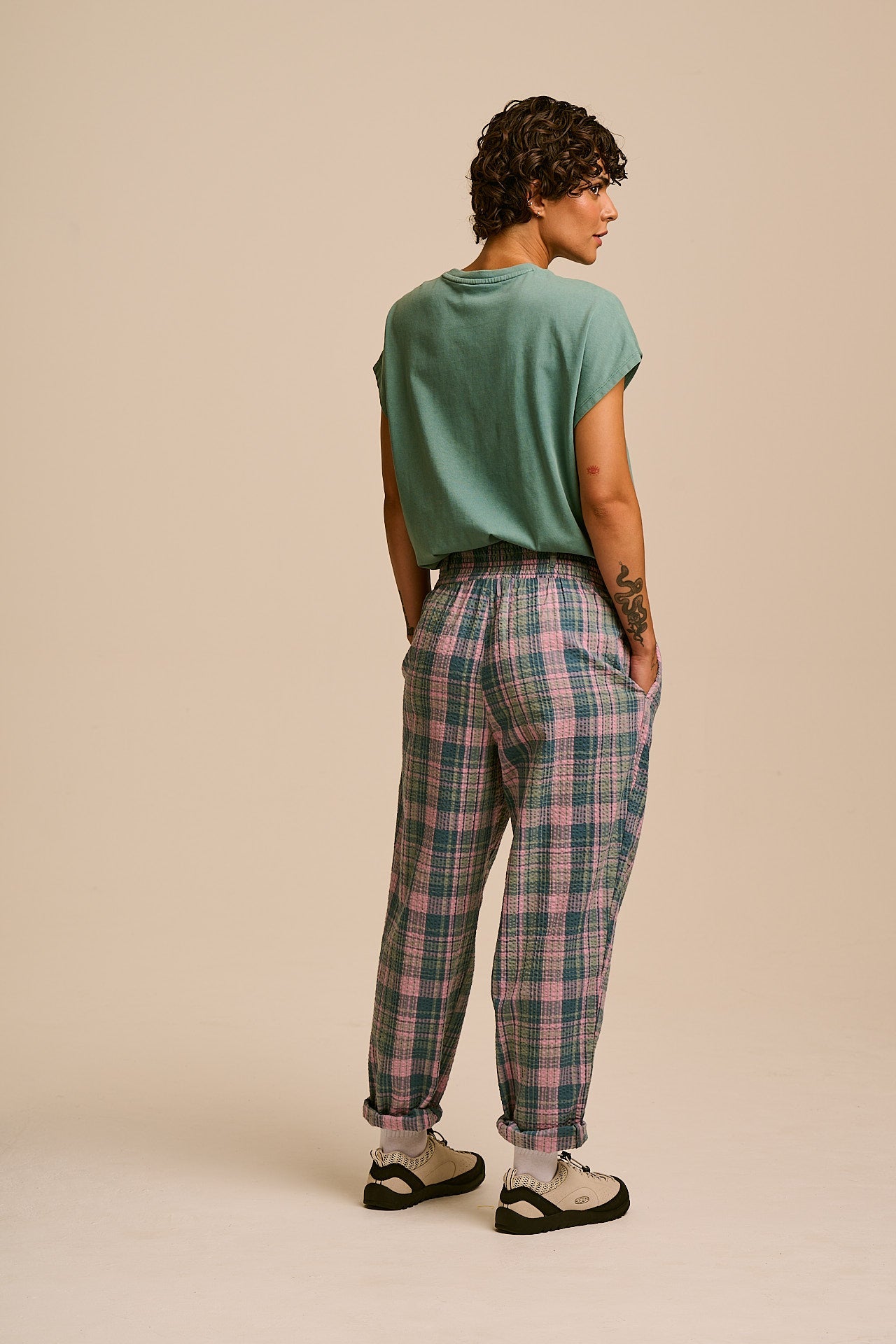 Alexa - Cotton Trouser in Seersucker Palace Check