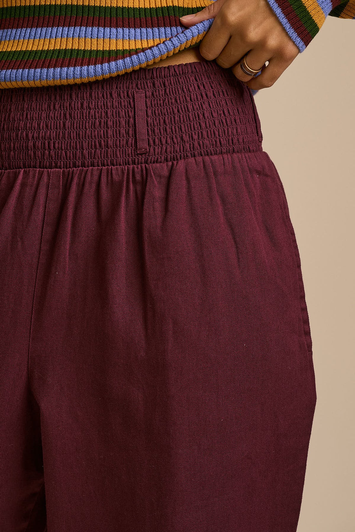 Alexa Tapered Leg Trousers - Organic Cotton in Grape Wine