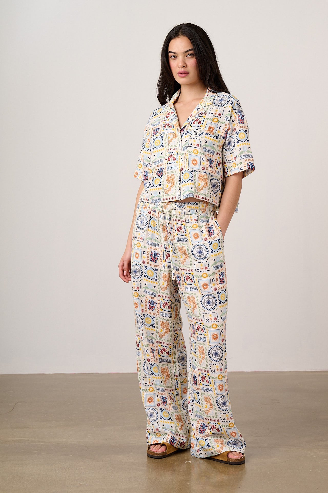 Alfie - Cotton Shirt in Ecru Cosmic Folk
