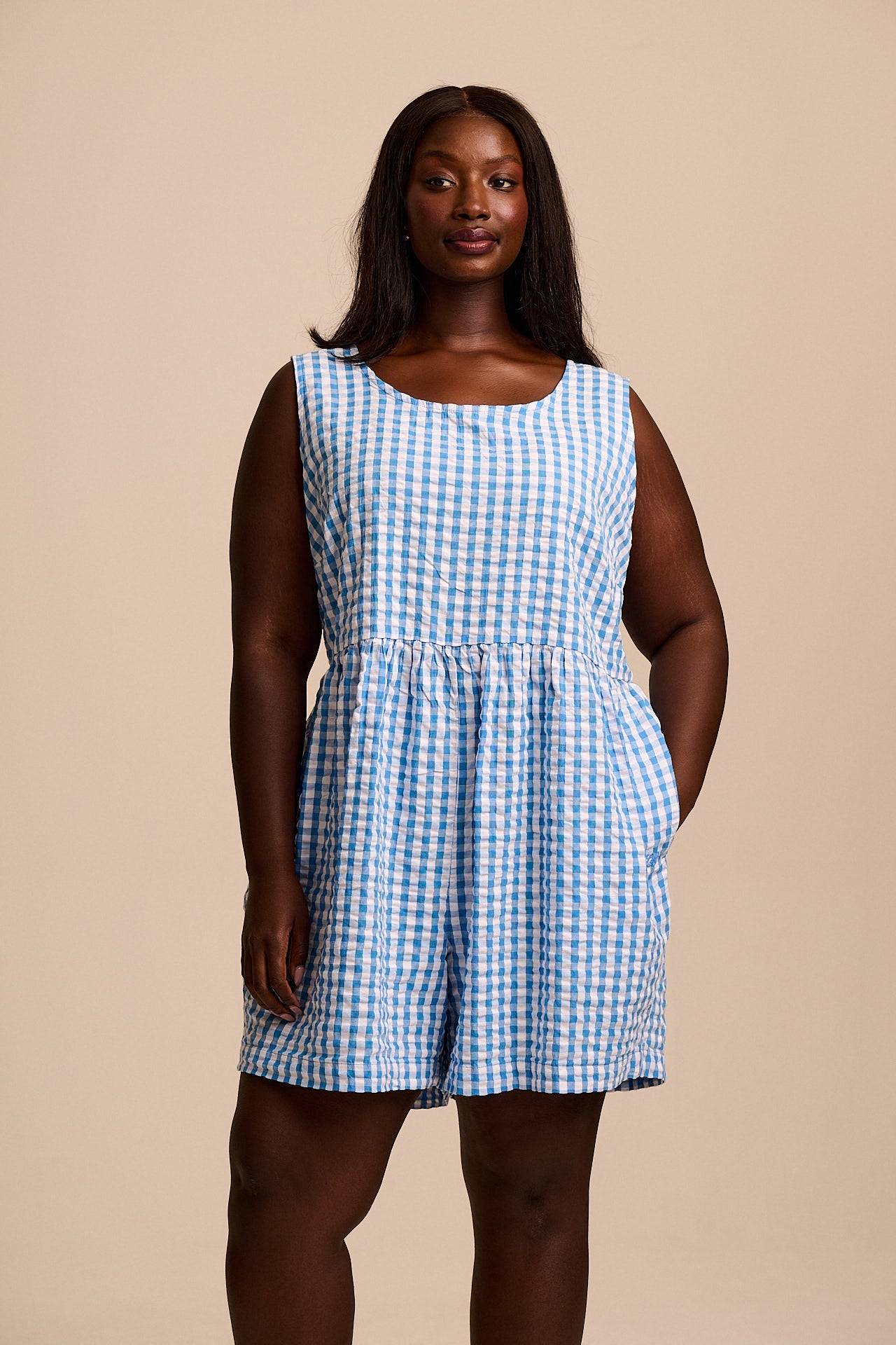 Alisa - Cotton Playsuit in Blue Gingham – Lucy & Yak US
