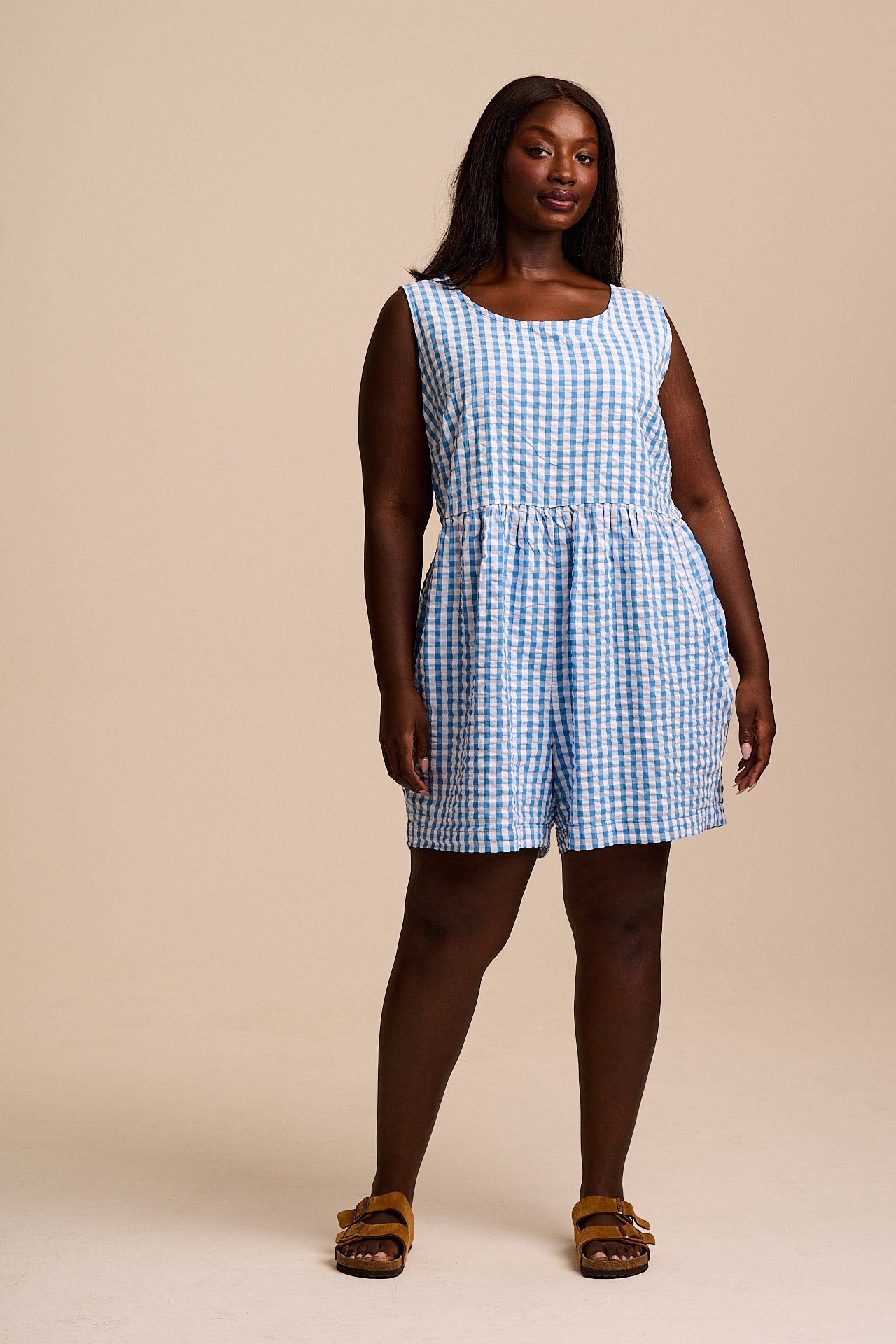 Alisa - Cotton Playsuit in Blue Gingham – Lucy & Yak US