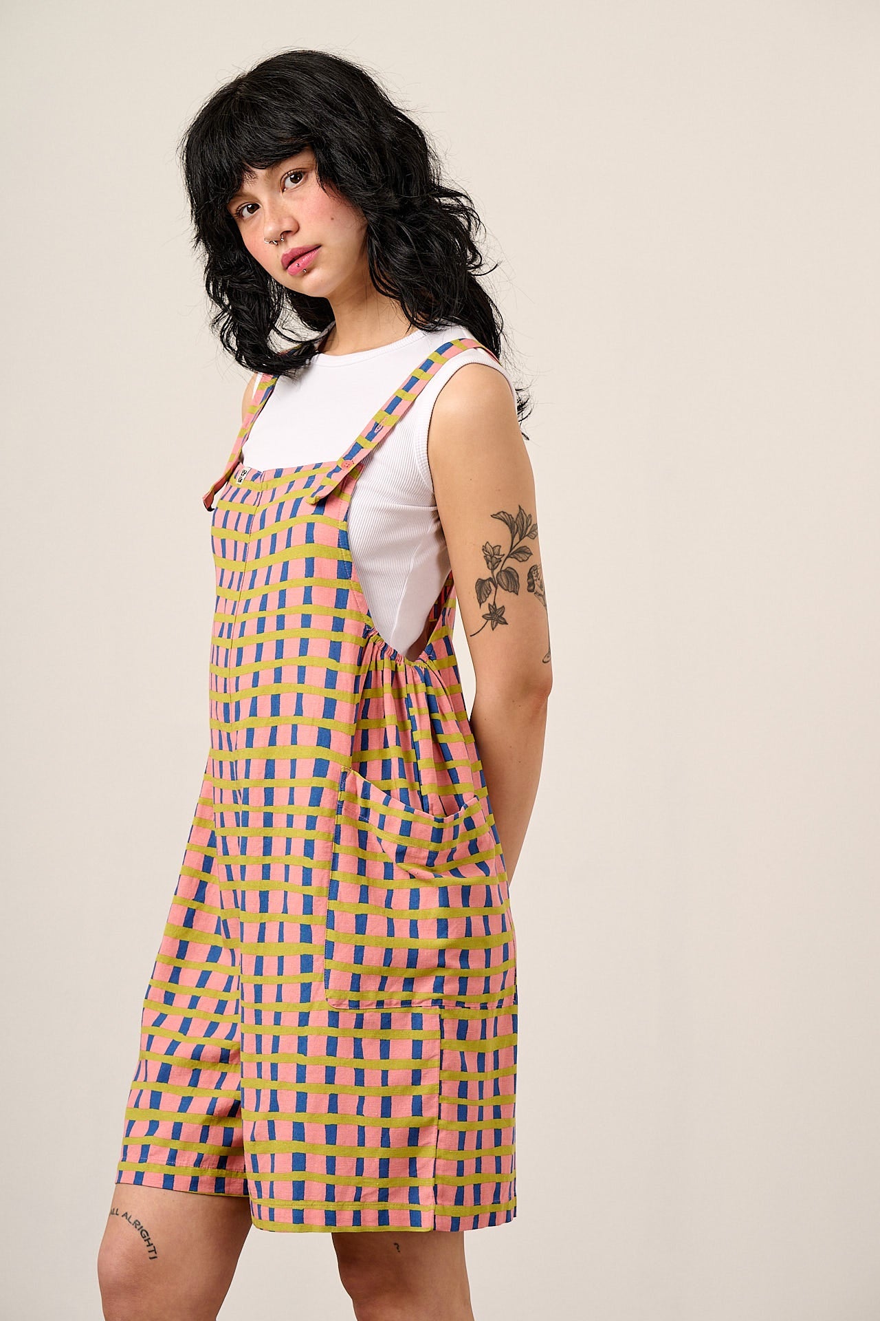 Alya - Viscose Dungaree Shorts in Summer Edit Check