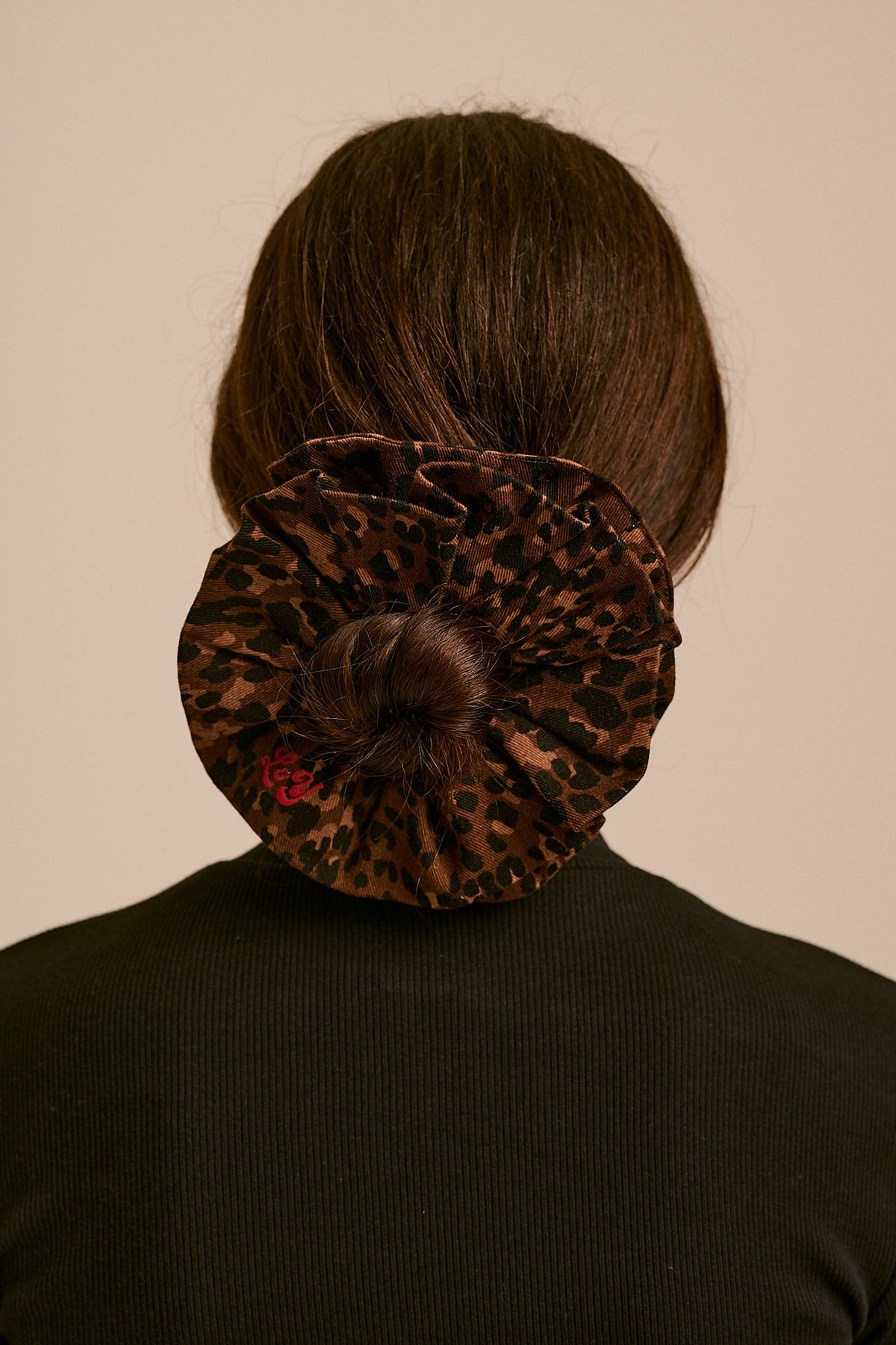 Anya Double Layer Scrunchie - Organic Cotton Twill in Animal Print
