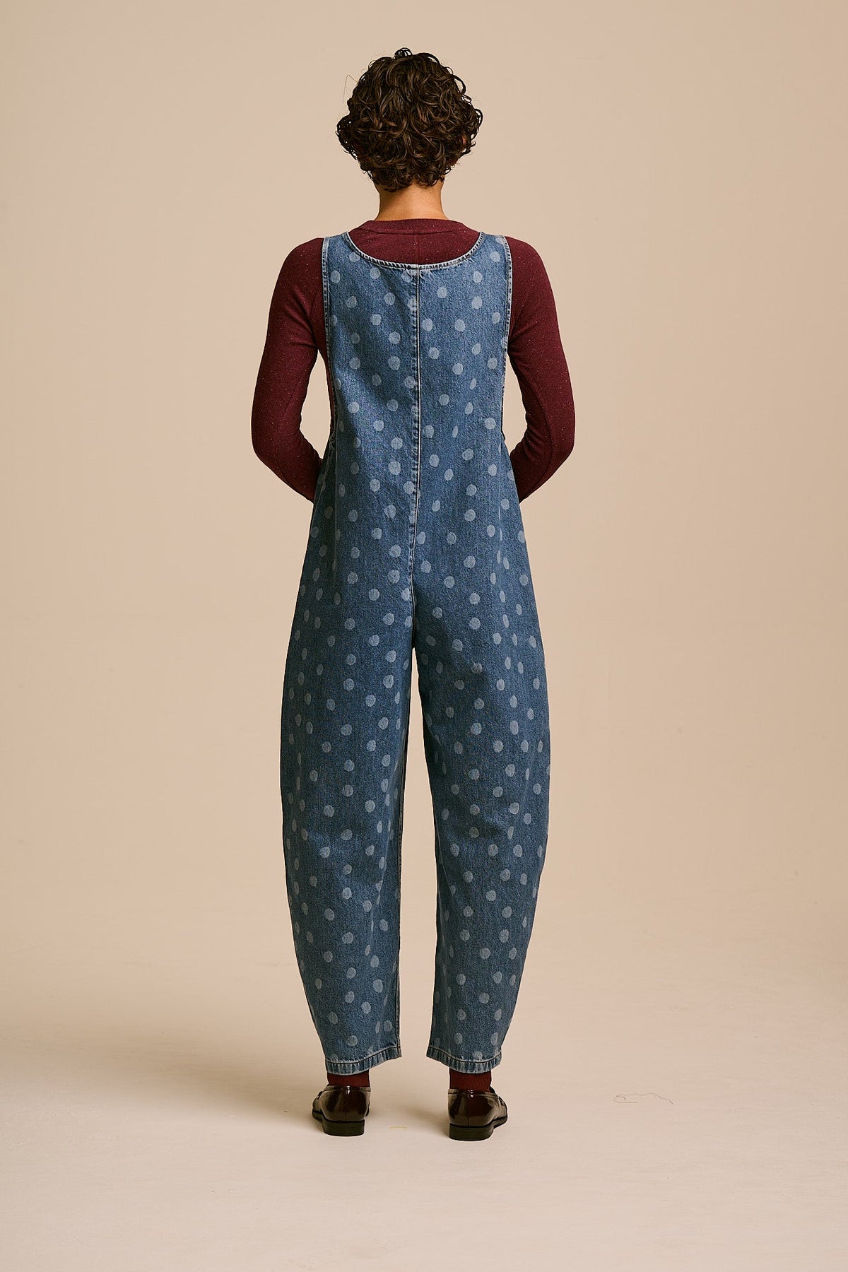 IMPERFECT - Ara  - Denim Overalls in Midwash Polka Dot