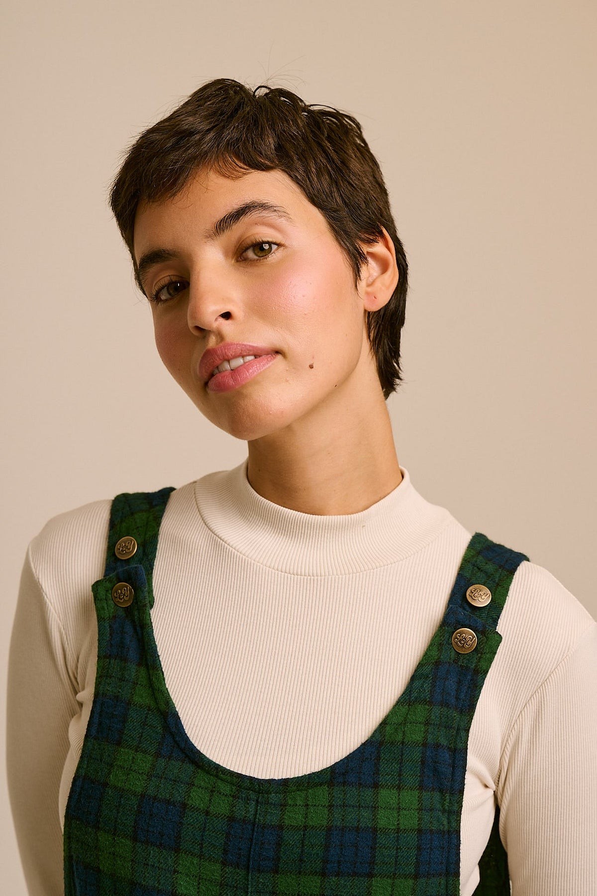 Ara - Organic Cotton Brushed Overalls in Wilderness Tartan