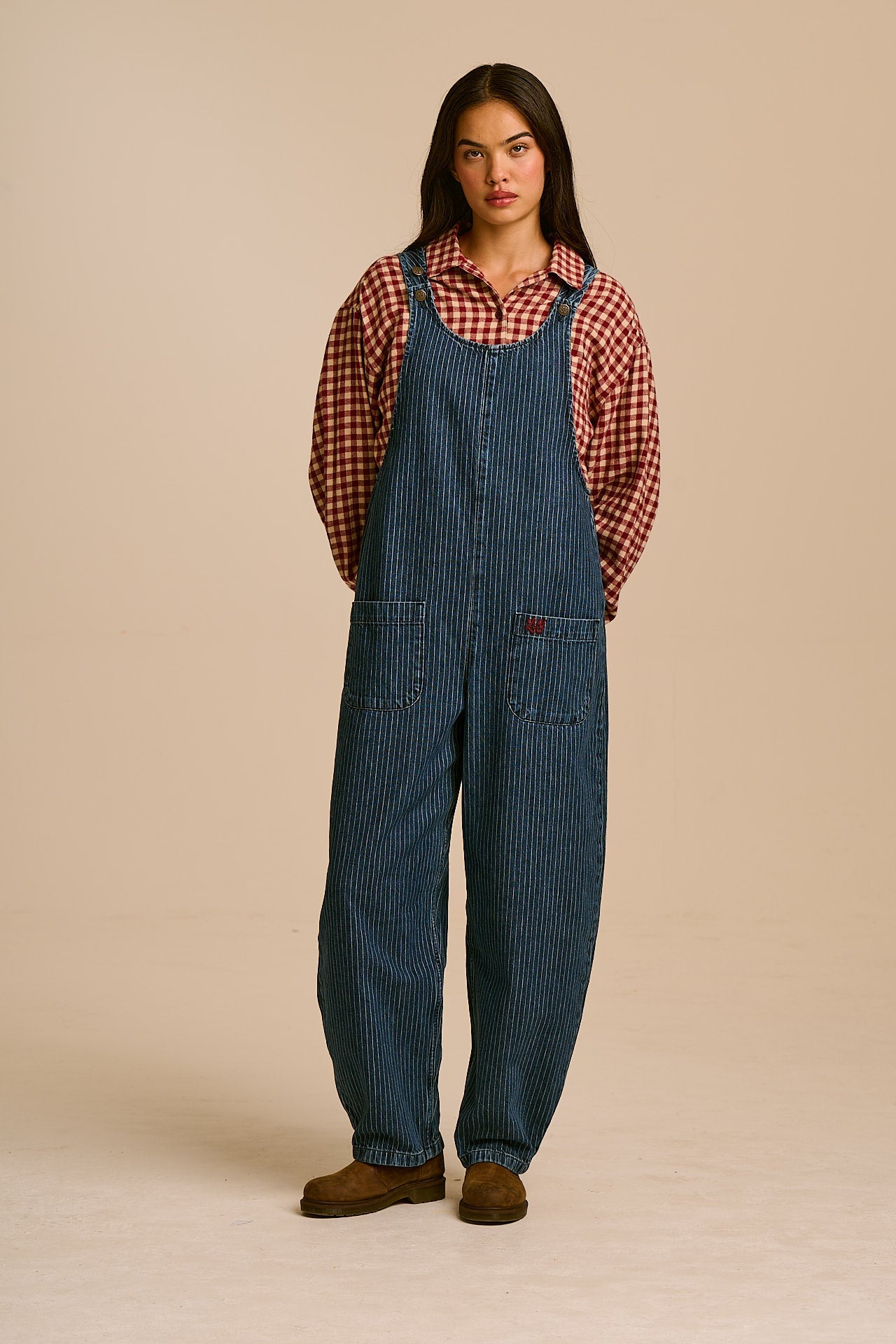 Ara - Denim Dungarees in Pinstripe
