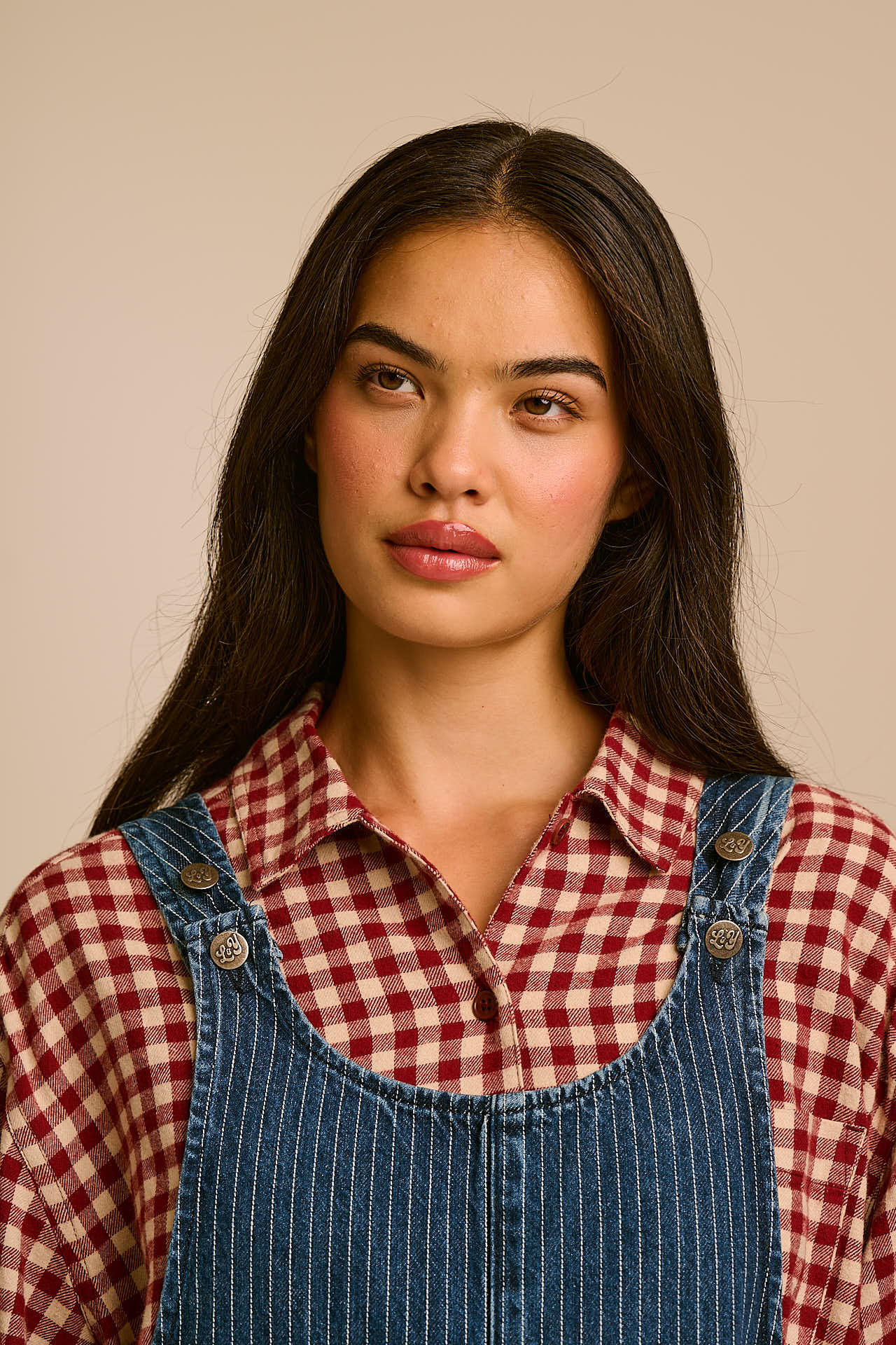 Ara - Denim Dungarees in Pinstripe