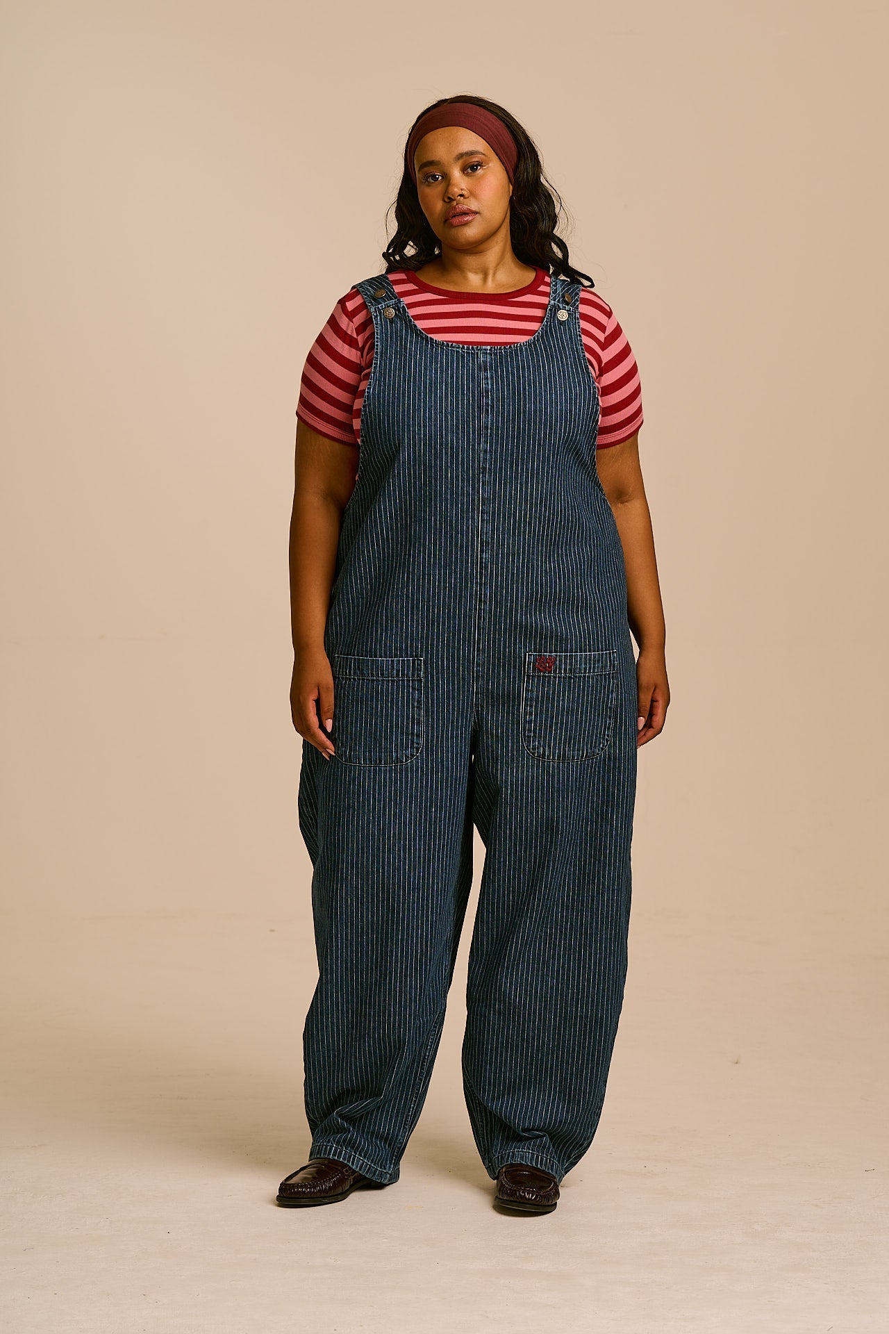 Ara - Denim Dungarees in Pinstripe