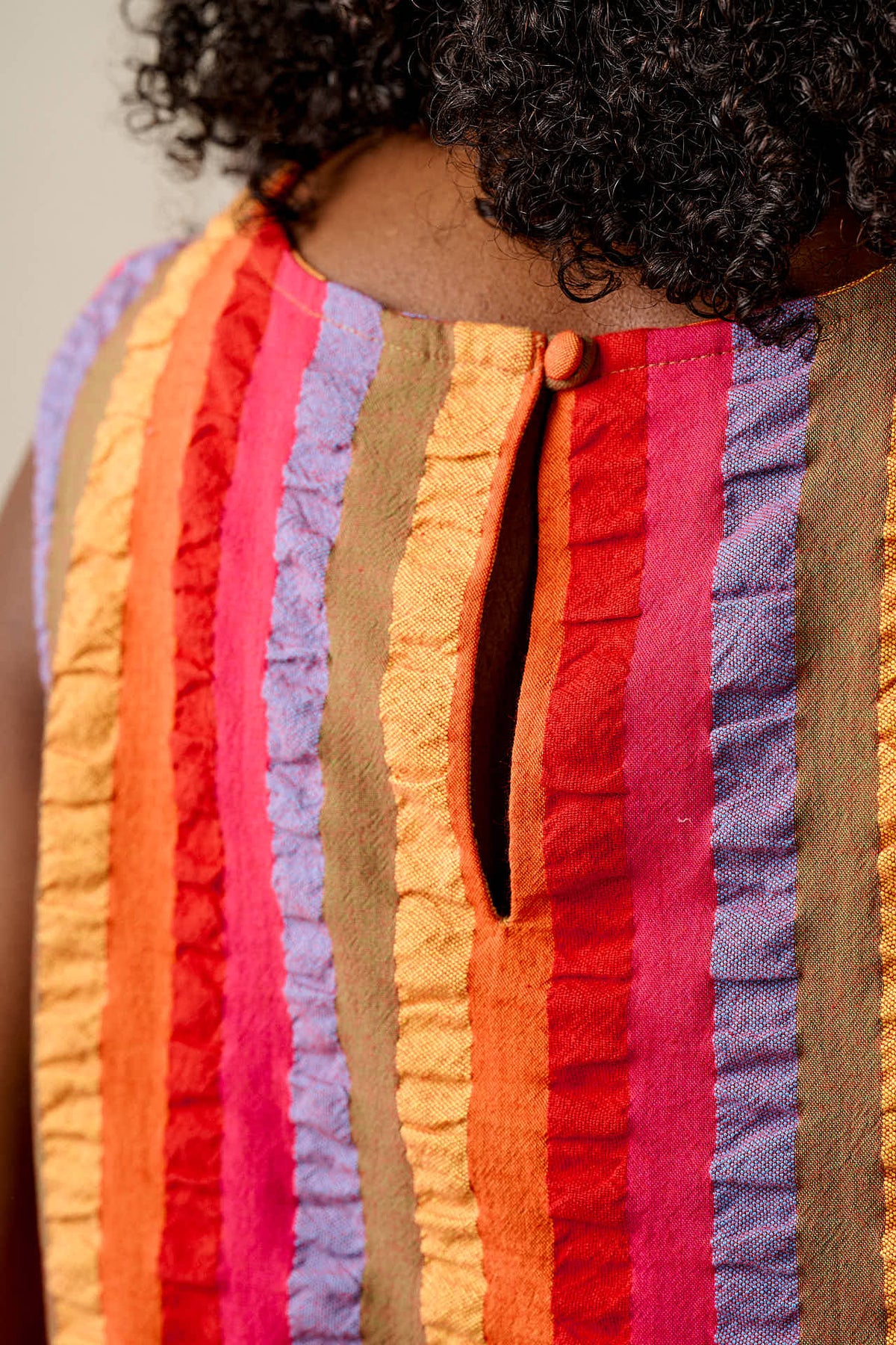 Arden - Cotton Shell Top in Wide Rainbow Stripe