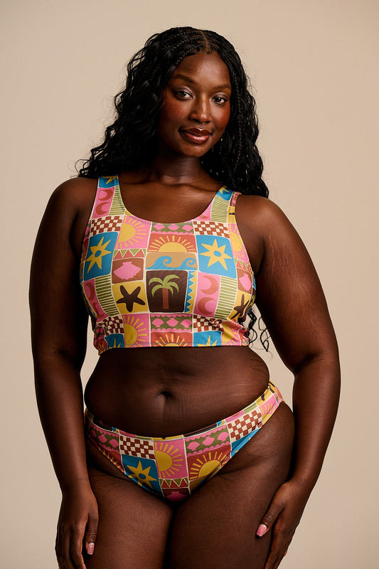 Aria - Low Rise Bikini Bottoms in Coastal Tile