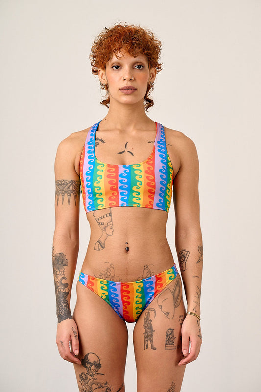 Aria - Low Rise Bikini Bottoms in Rainbow Wave