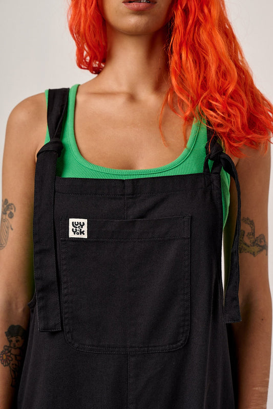 Arlo - Cotton Wide Leg Dungarees in Black