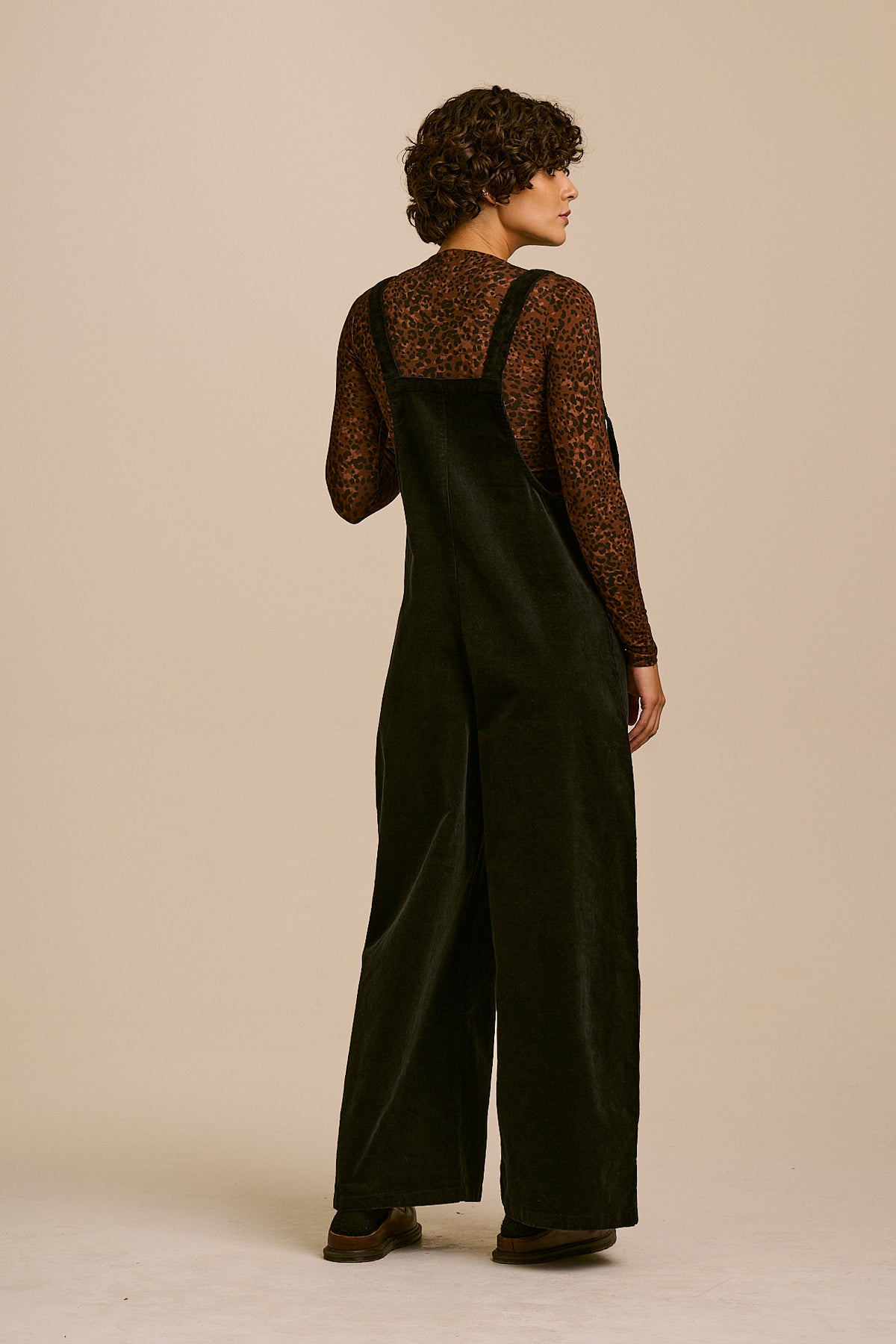 Arlo Wide Leg Overalls - Organic Cotton Corduroy in Black