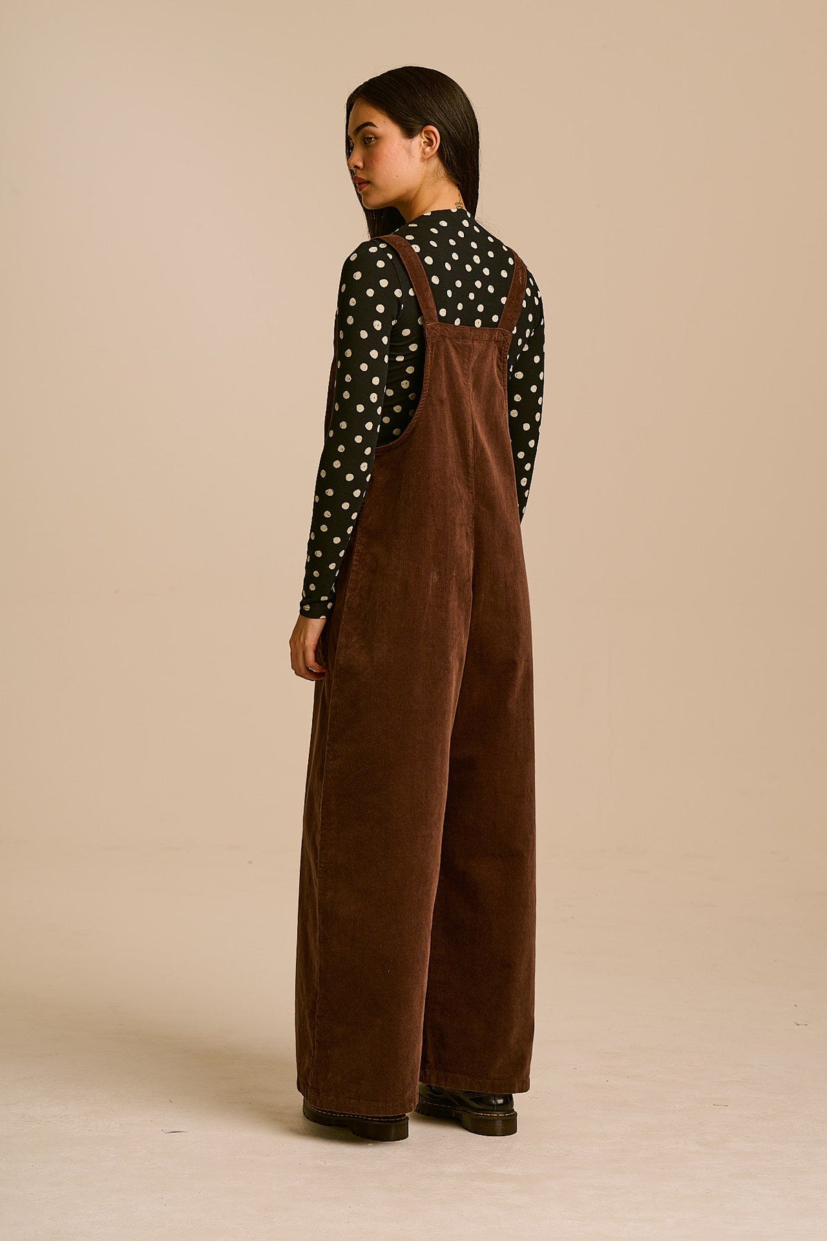 Arlo - Cord Wide Leg Overalls in Chocolate