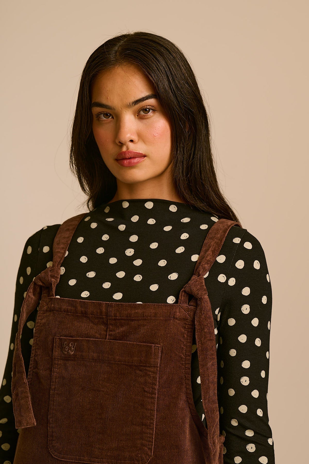Arlo - Cord Wide Leg Overalls in Chocolate