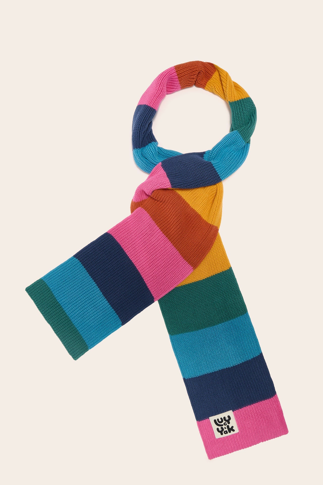 Aroha - Knitted Scarf in Rainbow Stripe