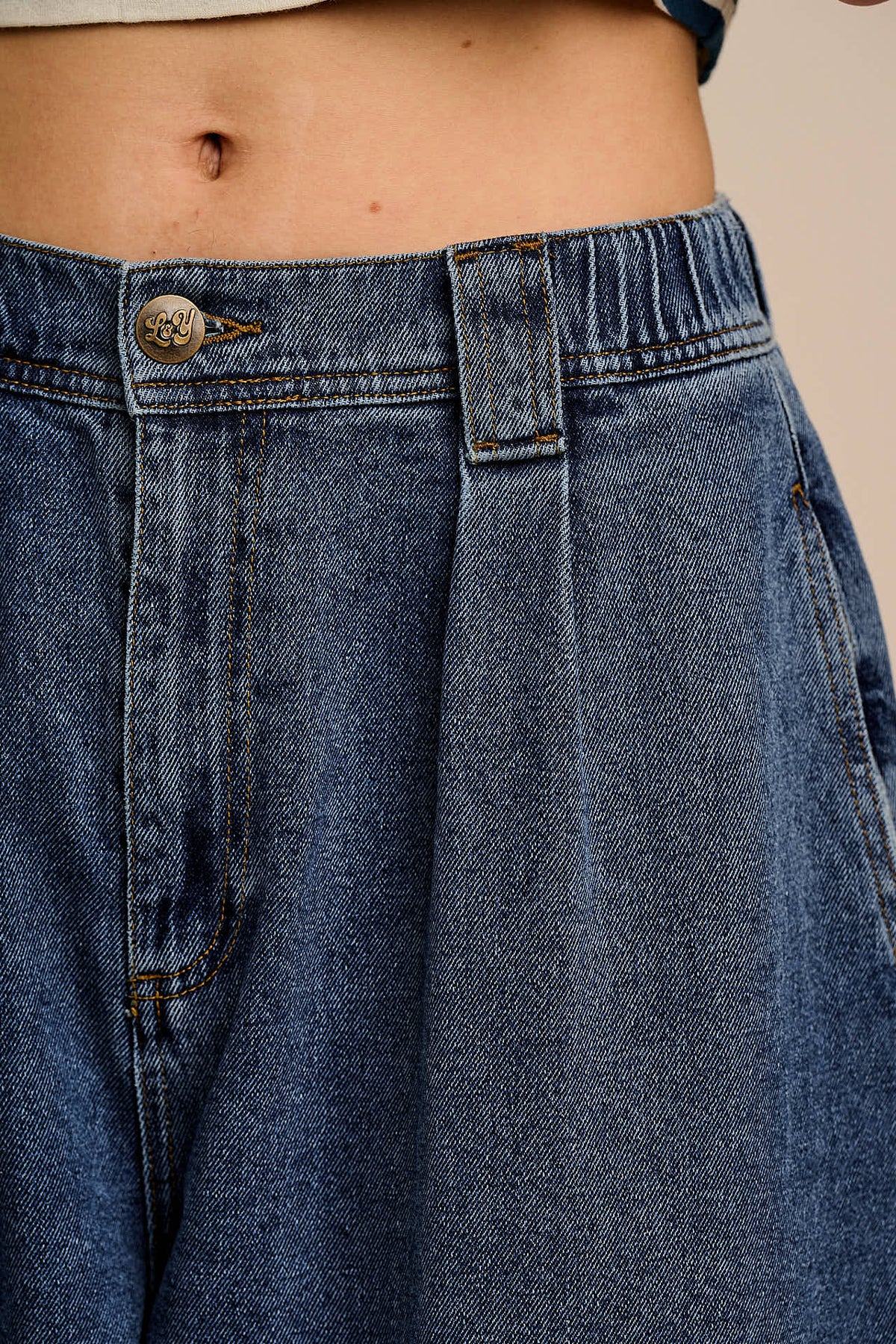 Ashby - Denim Barrel Leg Jeans in Mid Wash New Fit