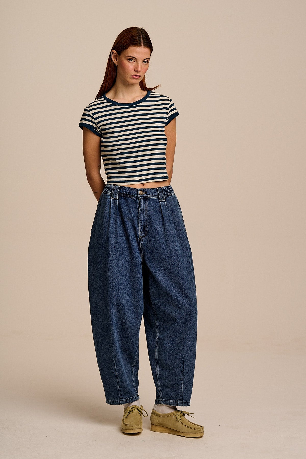 Ashby - Denim Barrel Leg Jeans in Mid Wash New Fit