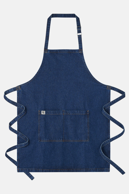 Amaia - Heavyweight Denim Apron in Mid Wash Blue